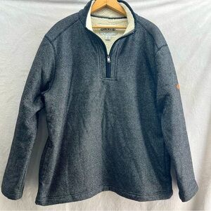 Orvis Sherpa Fleece Lined Jacket 1/4 Zip Pullover Size XL Coat Gray Men's Warm